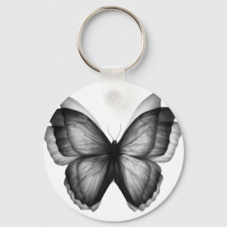 Vintage Black and White Butterfly Key Ring