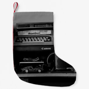 VINTAGE BLACK AND WHITE CAMERA SMALL CHRISTMAS STOCKING