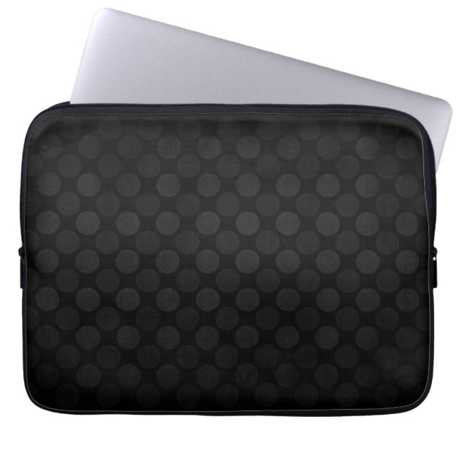 Vintage black and white circles pattern laptop sleeve (Front)