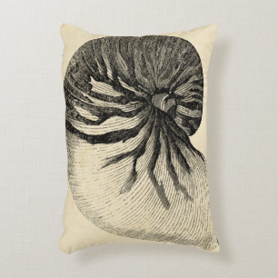 Vintage Black and White Conch Shell Decorative Cushion