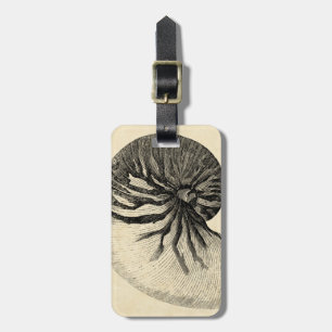 Vintage Black and White Conch Shell Luggage Tag