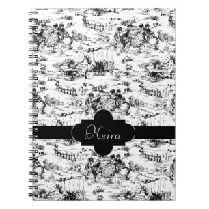 Vintage Black and White Country Toile Notebook