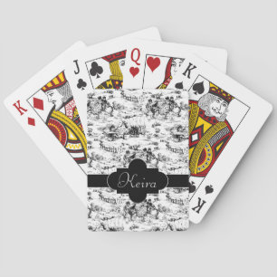 Vintage Black and White Country Toile Playing Cards