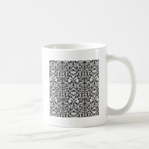 Vintage Black and White Damask Lace Brocade Coffee Mug
