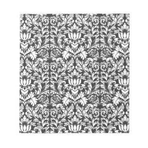 Vintage Black and White Damask Lace Brocade Notepad