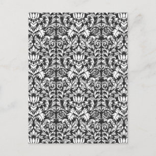 Vintage Black and White Damask Lace Brocade Postcard