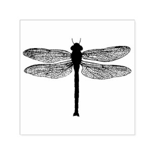 Vintage Black and White Dragonfly Illustration Self-inking Stamp