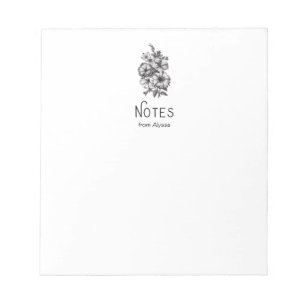 Vintage Black and White Floral Illustration Notepad