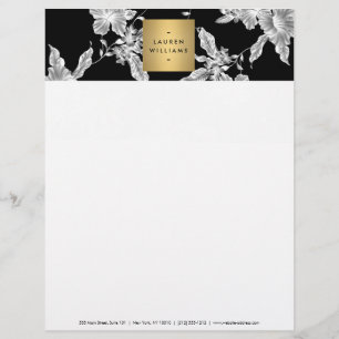 Vintage Black and White Floral Pattern Customised Letterhead