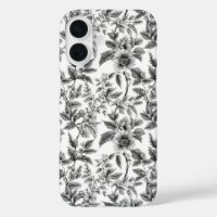Vintage Black and White Floral Pattern Ferns