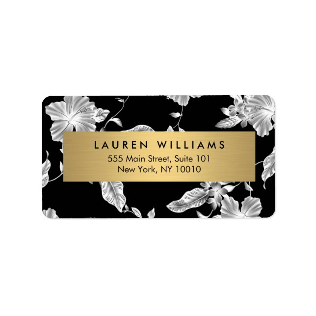 Vintage Black and White Floral Pattern Label (Front)