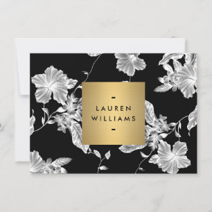 Vintage Black and White Floral Pattern Notecard