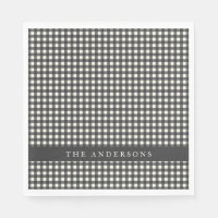 Vintage Black and White Gingham Plaid Personalised