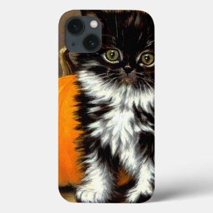 Vintage Black and White Halloween Cat iPhone 13 Case
