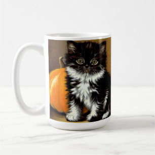 Vintage Black and White Halloween Cat Coffee Mug