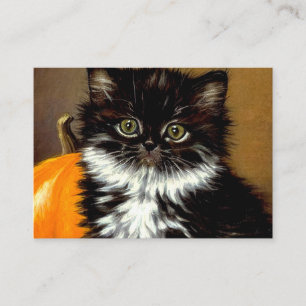 Vintage Black and White Halloween Cat Enclosure Card