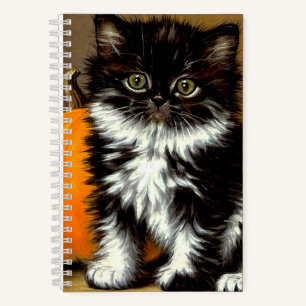 Vintage Black and White Halloween Cat Notebook