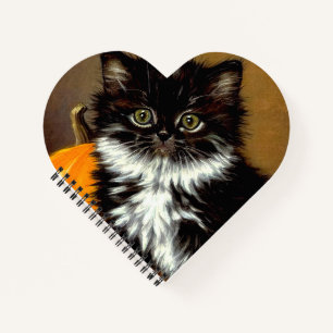 Vintage Black and White Halloween Cat Notebook