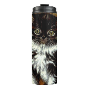Vintage Black and White Halloween Cat Thermal Tumbler