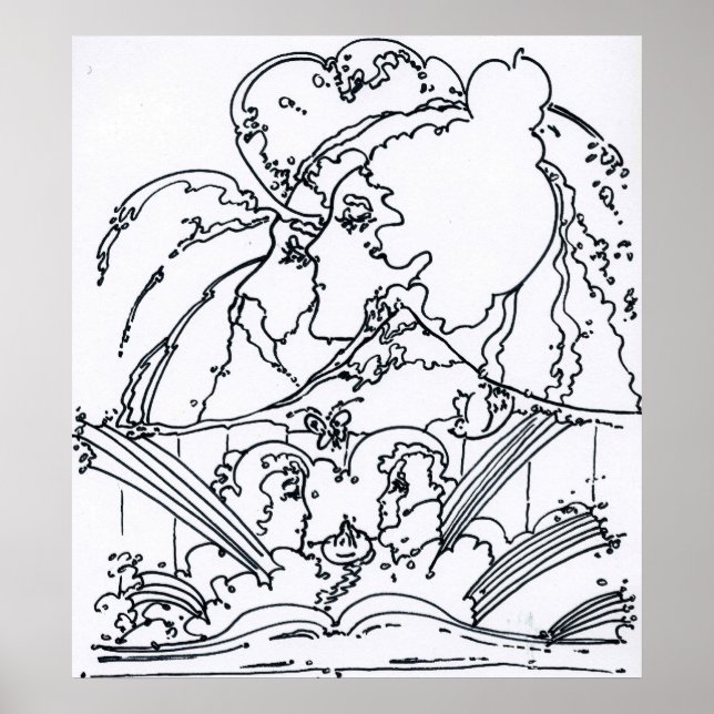 Vintage black and white illustration 60s poster (Front)