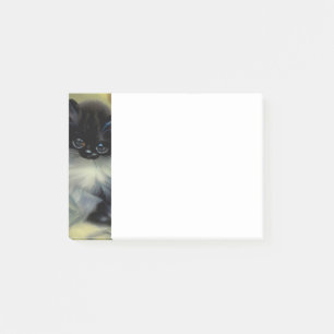 Vintage Black and White Kitten Painting Post-it Notes