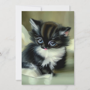 Vintage Black and White Kitten Tongue Sticking Out Save The Date
