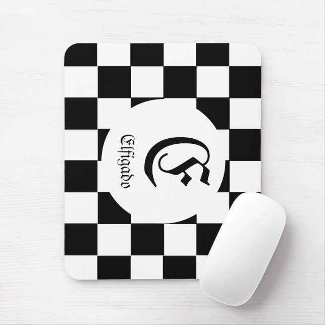 Vintage Black and White Modern Checkered Board Mouse Pad (With Mouse)