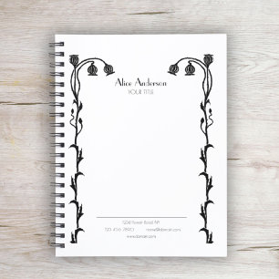 Vintage Black and White Nouveau Floral Wildflower Planner