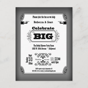 Vintage Black And White Playbill Party Invitations