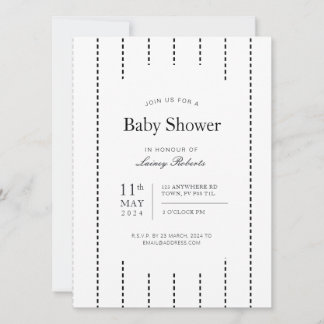 Vintage Black and White Vertical Pinstripe Shower Invitation