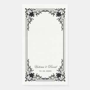 Vintage Black and White Wedding Elegant Script Napkin