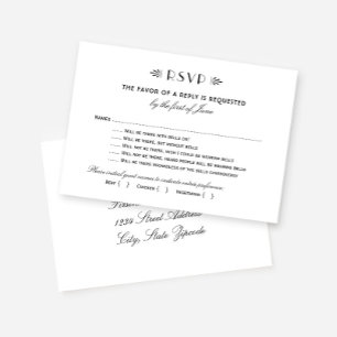 Vintage Black Art Deco Wedding Funny With Bells On RSVP Card