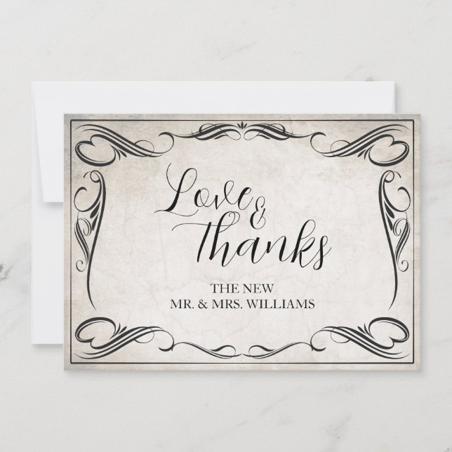 Vintage Black Art Deco Wedding ThankYou (Front)