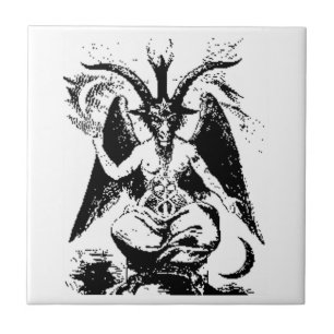 Vintage Black Baphomet Ceramic Tile