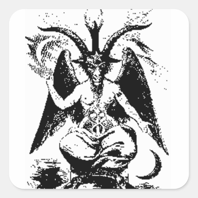 Vintage Black Baphomet Square Sticker (Front)