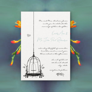 Vintage Black Birdcage Boho Aesthetic Wedding Invitation