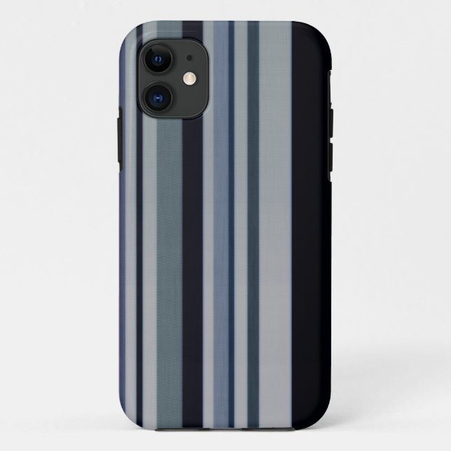 Vintage Black Blue Patterns Stripes iPhone Case (Back)