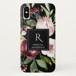 VINTAGE BLACK BLUSH PINK BURGUNDY PROTEA FLORAL iPhone X CASE<br><div class="desc">If you need any further customisation please feel free to message me on yellowfebstudio@gmail.com.</div>