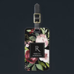 VINTAGE BLACK BLUSH PINK BURGUNDY PROTEA FLORAL LUGGAGE TAG<br><div class="desc">If you need any further customisation please feel free to message me on yellowfebstudio@gmail.com</div>