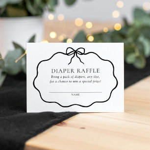 Vintage Black Bow Baby Shower Diaper Raffle Ticket Enclosure Card