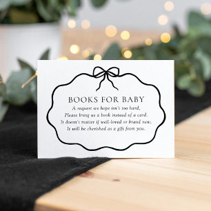 Vintage Black Bow Girl Baby Shower Books for Baby Enclosure Card