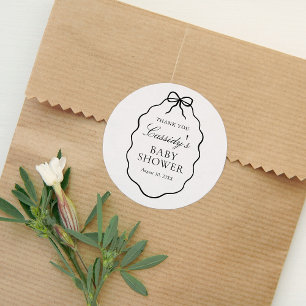 Vintage Black Bow Girl Baby Shower Classic Round Sticker