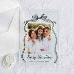 Vintage Black Bow Merry Christmas Photo Acrylic Invitations<br><div class="desc">Celebrate the holiday season with this acrylic Christmas card, featuring your family’s photo beautifully framed by a festive black bow and ribbon on a frosted or transparent acrylic background. The elegant "Merry Christmas" greeting is written in a charming black handwritten script, adding a personal touch to your holiday greetings. Customise...</div>