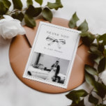 Vintage Black Bow Mr. & Mrs. Photo Flat Wedding Thank You Card<br><div class="desc">Vintage Black Bow Wedding Flat Thank You cards with your favourite horizontal wedding photo and message on the reverse.</div>