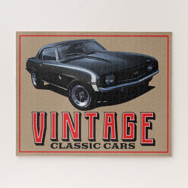 Vintage Black Camaro Jigsaw Puzzle (Horizontal)