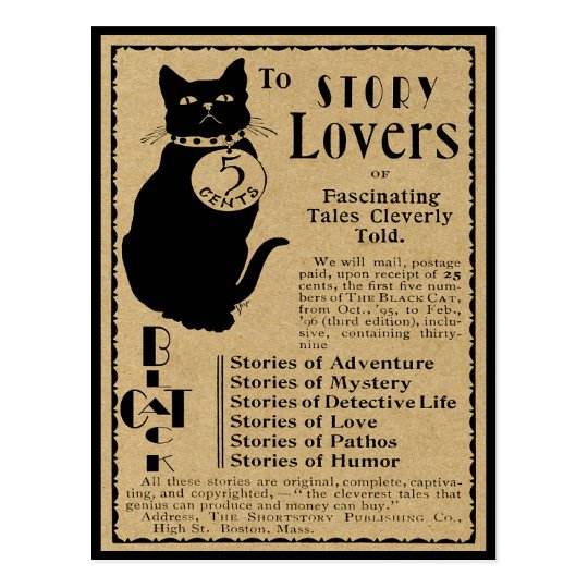 VINTAGE "BLACK CAT" ADVERTISEMENT FOR STORY LOVERS POSTCARD