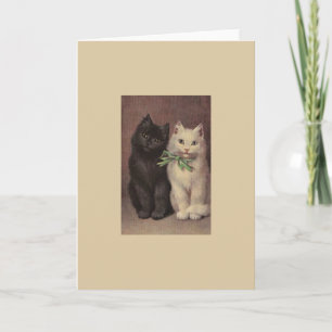 Vintage Black Cat and White Cat Couple Note Card