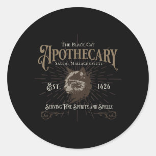 Vintage Black Cat Apothecary Gothic Witchy Spooky Classic Round Sticker