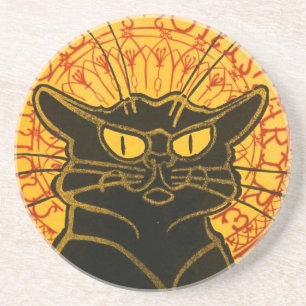 Vintage Black Cat Art Nouveau Chat Noir Steinlen Coaster