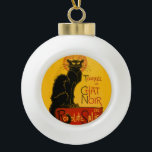 Vintage Black Cat Art Nouveau Paris Cute Chat Noir Ceramic Ball Christmas Ornament<br><div class="desc">Théophile Alexandre Steinlen Le Chat Noir Le Chat Noir was a nineteenth-century entertainment establishment, in the bohemian Montmartre district of Paris. Théophile Steinlen's 1896 Art Nouveau poster illustration is an advertisement for a tour to other cities of the Le Chat Noir's troupe of cabaret entertainers. Théophile Alexandre Steinlen was a...</div>